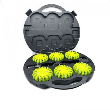 Koffert med oppladbare varsellys - 6pk